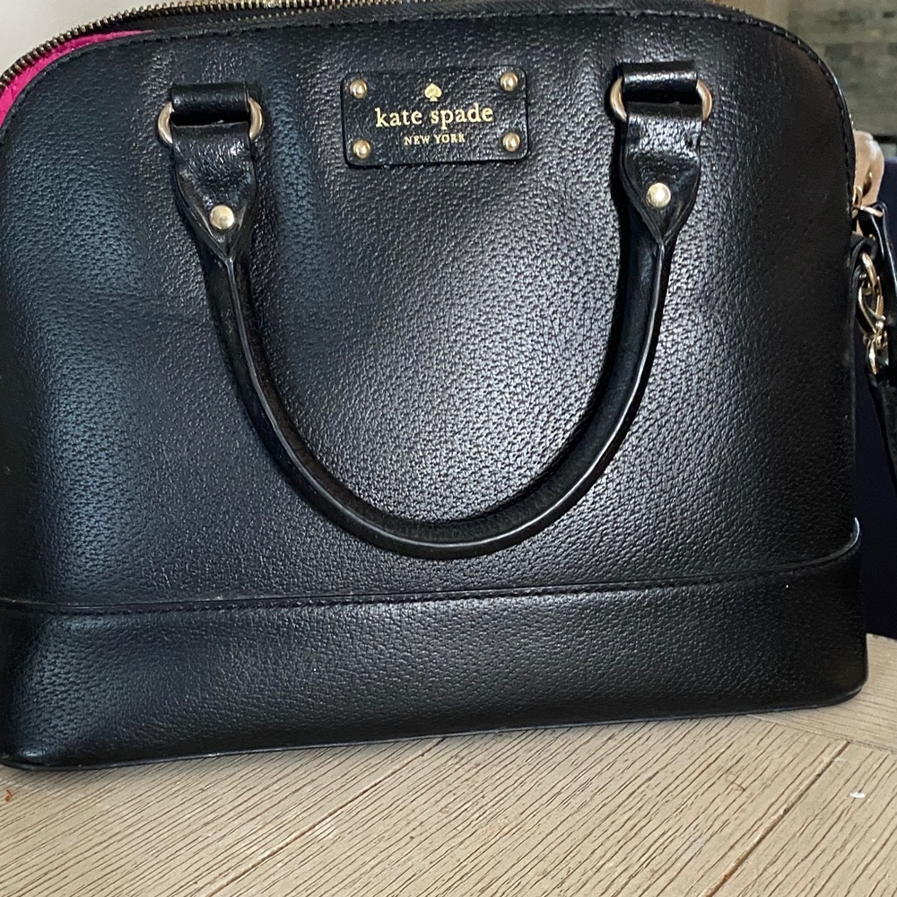 kate spade Black Pebbled Leather Satchel with Gold Hardware